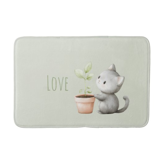 Gartenkatze mit Pflanzenliebe Badematte (Vorderseite)