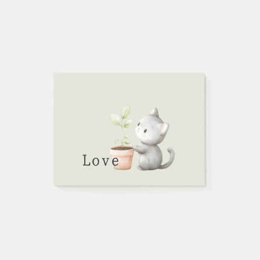Gartenkatze mit Pflanzenliebe Post-it Klebezettel (Vorderseite)
