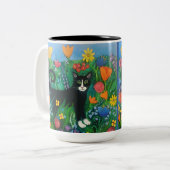Gartenkatze Zweifarbige Tasse (Vorderseite Links)