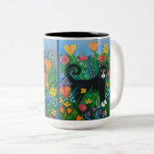 Gartenkatze Zweifarbige Tasse (VorderseiteRechts)