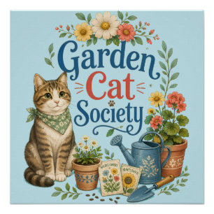 Gartenkatzen-Gesellschaft Cottagecore Florals Poster