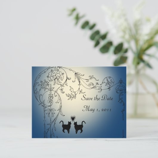 Gartenkatzen Save the Date Ankündigungspostkarte (Stehend Vorderseite)