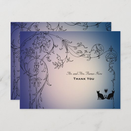 Gartenkatzen Vielen Dank Personalisiert mit Umschl Dankeskarte (Vorne/Hinten)