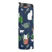 Gartenkatzen Weiße Pflanze Blau Tumbler Thermosbecher (Nach rechts gedreht)