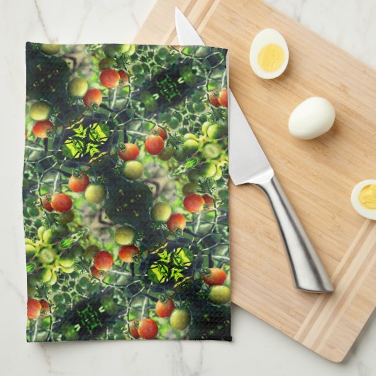 GartenkirschTomaten Abstrakte Natur Geschirrtuch (Viertel Falte)