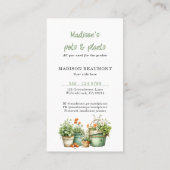 Gartenkochtöpfe und Pflanze Visitenkarte (Rückseite)