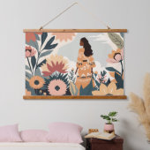 Gartenkontemplation Wandteppich Mit Holzrahmen (Schlafzimmer)