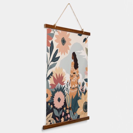 Gartenkontemplation Wandteppich Mit Holzrahmen (Gewinkelt)