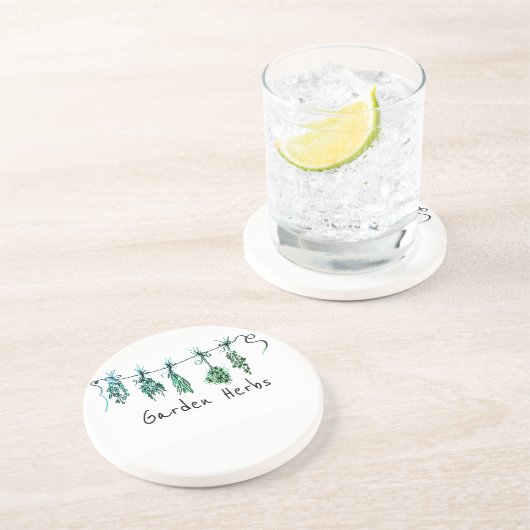 Gartenkräuter botanischer Boho Getränkeuntersetzer (Seite)