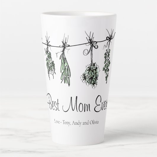 Gartenkräuter Salbeis thyme dill Beste Mama je Milchtasse (Vorderseite)