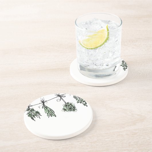 Gartenkräuter Sandstein Untersetzer (Seite)