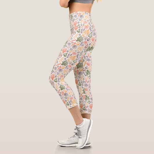 Gartenküche Gemüsemuster Capri Leggings (Links)