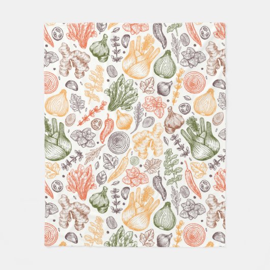 Gartenküche Gemüsemuster Fleecedecke (Vorderseite)