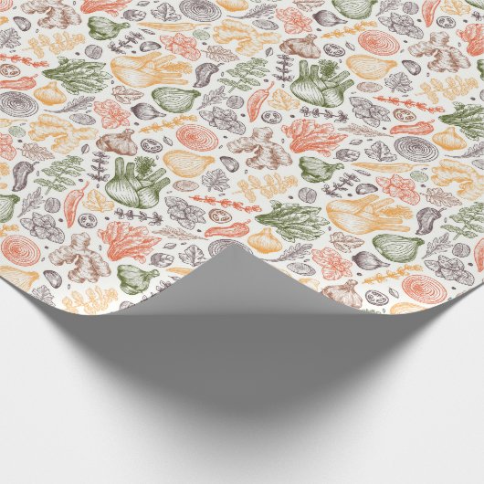 Gartenküche Gemüsemuster Geschenkpapier (Ecke)