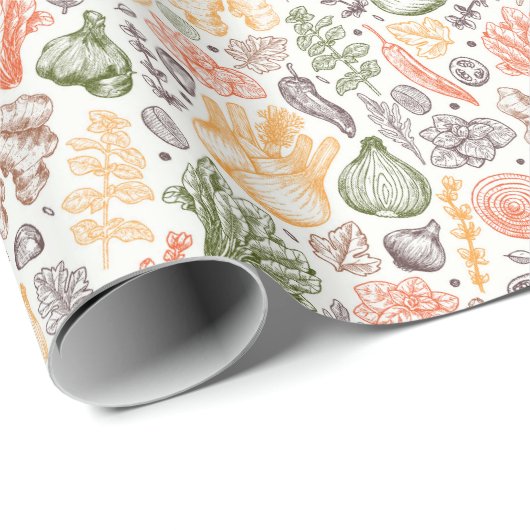 Gartenküche Gemüsemuster Geschenkpapier (Rolleneckpunkt)