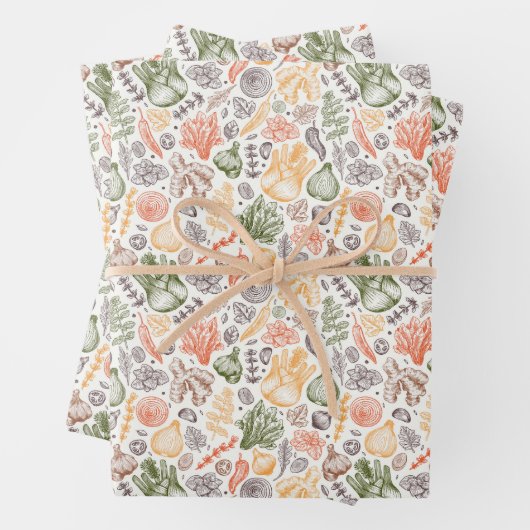 Gartenküche Gemüsemuster Geschenkpapier Set (Beispiel)