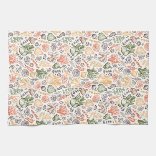 Gartenküche Gemüsemuster Geschirrtuch (Horizontal)