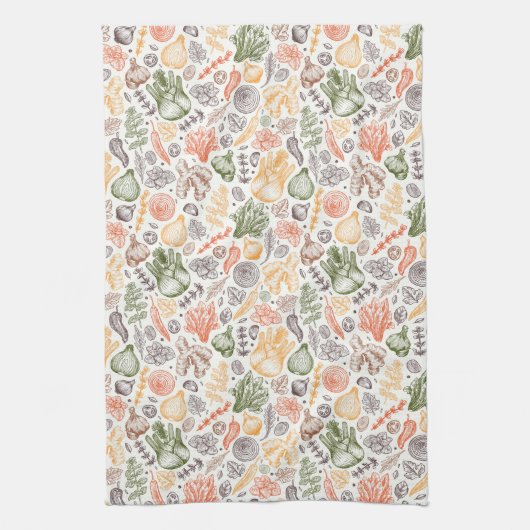 Gartenküche Gemüsemuster Geschirrtuch (Vertikal)