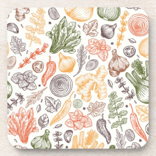 Gartenküche Gemüsemuster Getränkeuntersetzer (Vorderseite)