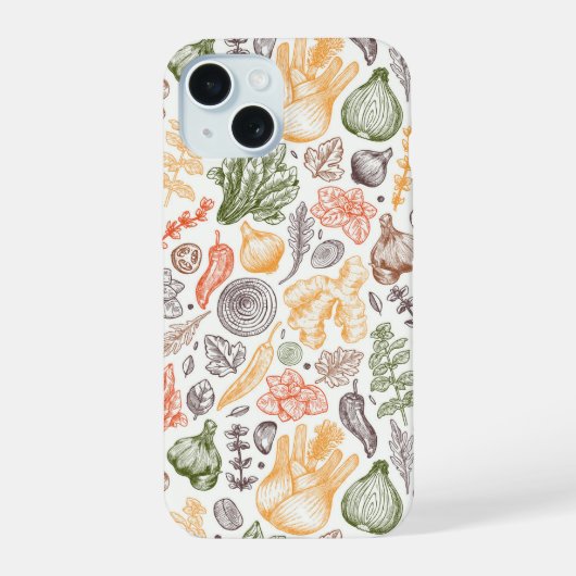 Gartenküche Gemüsemuster iPhone 15 Hülle (Rückseite)