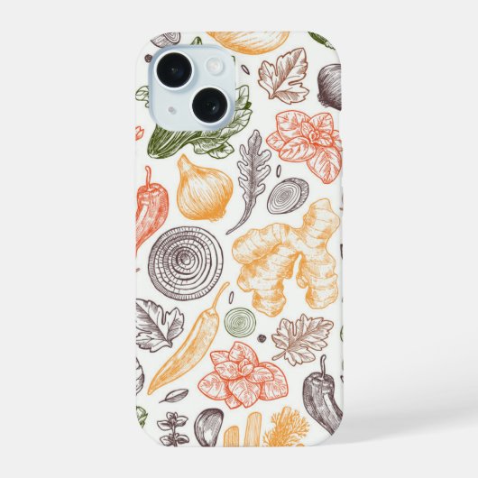 Gartenküche Gemüsemuster iPhone 15 Hülle (Rückseite)