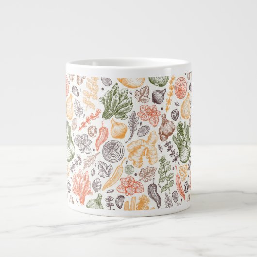 Gartenküche Gemüsemuster Jumbo-Tasse (Vorderseite)