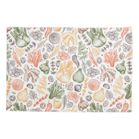 Gartenküche Gemüsemuster Kissenbezug (Rückseite-Links)