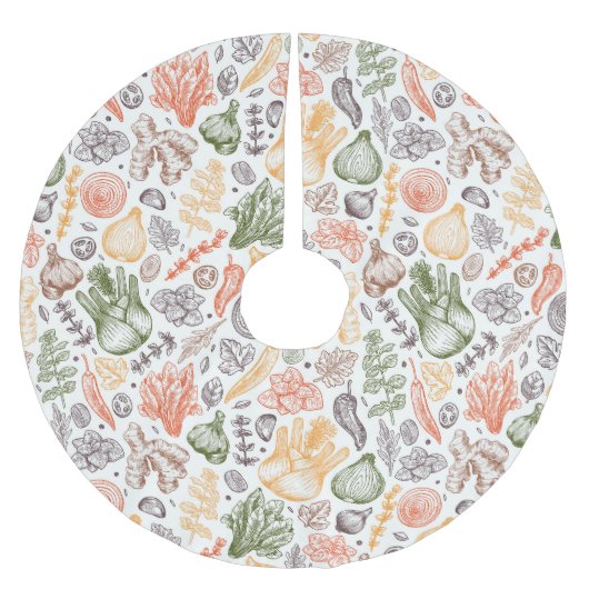 Gartenküche Gemüsemuster Polyester Weihnachtsbaumdecke (Vorderseite)