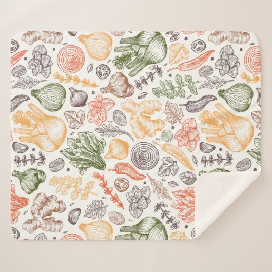 Gartenküche Gemüsemuster Sherpadecke (Vorderseite (Horizontal))