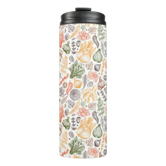 Gartenküche Gemüsemuster Thermosbecher (Vorderseite)