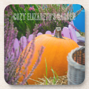 Gartenleben mit einem Orangenkürbis Getränkeuntersetzer