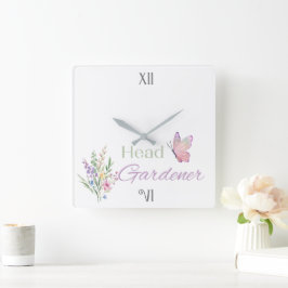 Gartenleiterin Floral, Muttertag, Geburtstag Quadratische Wanduhr