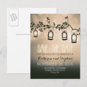 Gartenleuchten - Laternen rustikal Save the Date Ankündigungspostkarte (Vorne/Hinten)