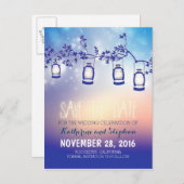 Gartenleuchten - Laternen rustikal Save the Date Ankündigungspostkarte (Vorne/Hinten)