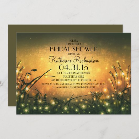 Gartenleuchten rustikale Brautdusche Einladung (Vorne/Hinten)