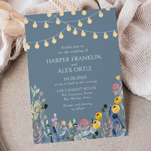Gartenleuchten und Wildblumen zum Hochzeitsempfang Einladung