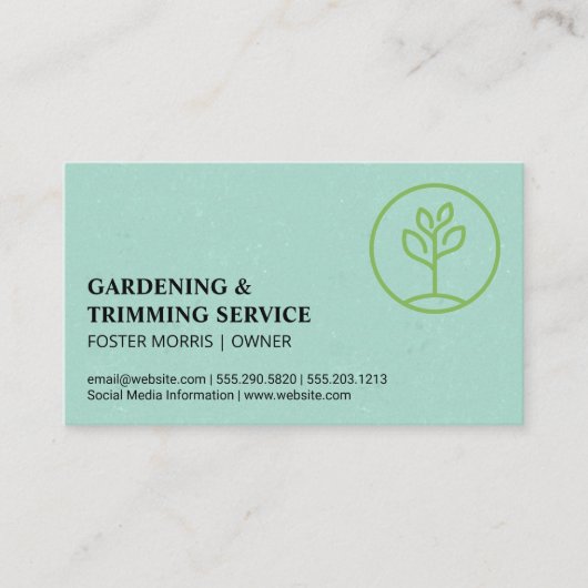 Gartenlogo | Sprießende Pflanze Visitenkarte (Vorderseite)