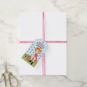 Gartenmädchen mit Blume Happy Birthday Geschenkanhänger (Mit Garn)