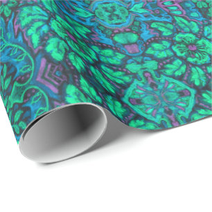 Gartenmagie Blumen Boheme Arabeske Mintgrün Geschenkpapier