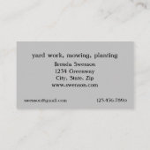 Gartenmähhandschuhe Visitenkarte (Rückseite)