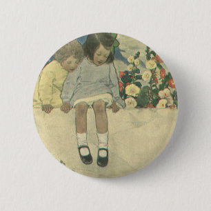 Gartenmauer Jessie Willcox Smith, Vintage Kinder Button