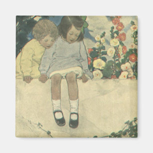 Gartenmauer Jessie Willcox Smith, Vintage Kinder Magnet