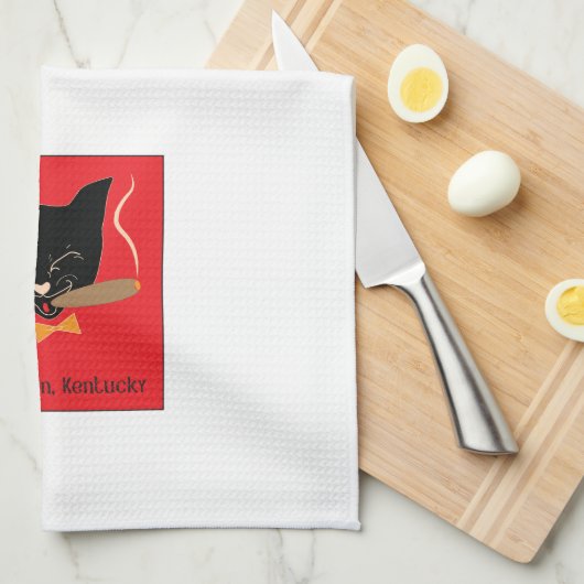 Gartenmöbel, KY Bourbon Katze mit Zigarren - Bar H Geschirrtuch (Viertel Falte)