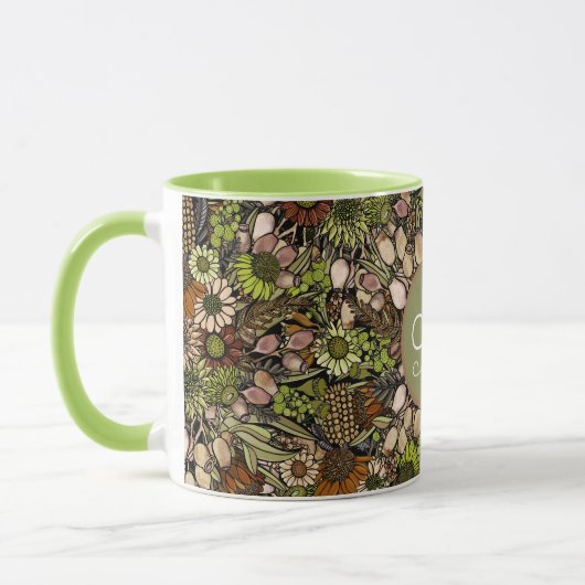 Gartenmuster der grünen Wildblume Tasse (Links)