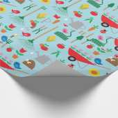 Gartenmuster Frühlingsblumen und Gartengeräte Geschenkpapier (Ecke)