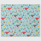 Gartenmuster Frühlingsblumen und Gartengeräte Geschenkpapier (Flach)