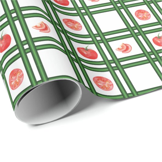 Gartenmuster für frische Tomaten Geschenkpapier (Rolleneckpunkt)