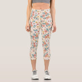 Gartenmuster für Korallenblumen Capri Leggings (Vorderseite)