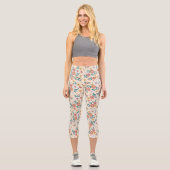 Gartenmuster für Korallenblumen Capri Leggings (Vorderseite)