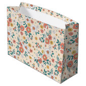Gartenmuster für Korallenblumen Große Geschenktüte (Rückseite Schrägansicht)